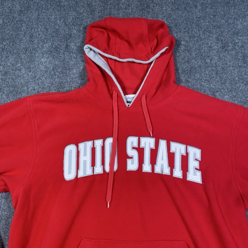 VTG Ohio State Buckeyes Hoodie Fleece Columbia Men's L Red Pullover Pockets - Picture 2 of 11